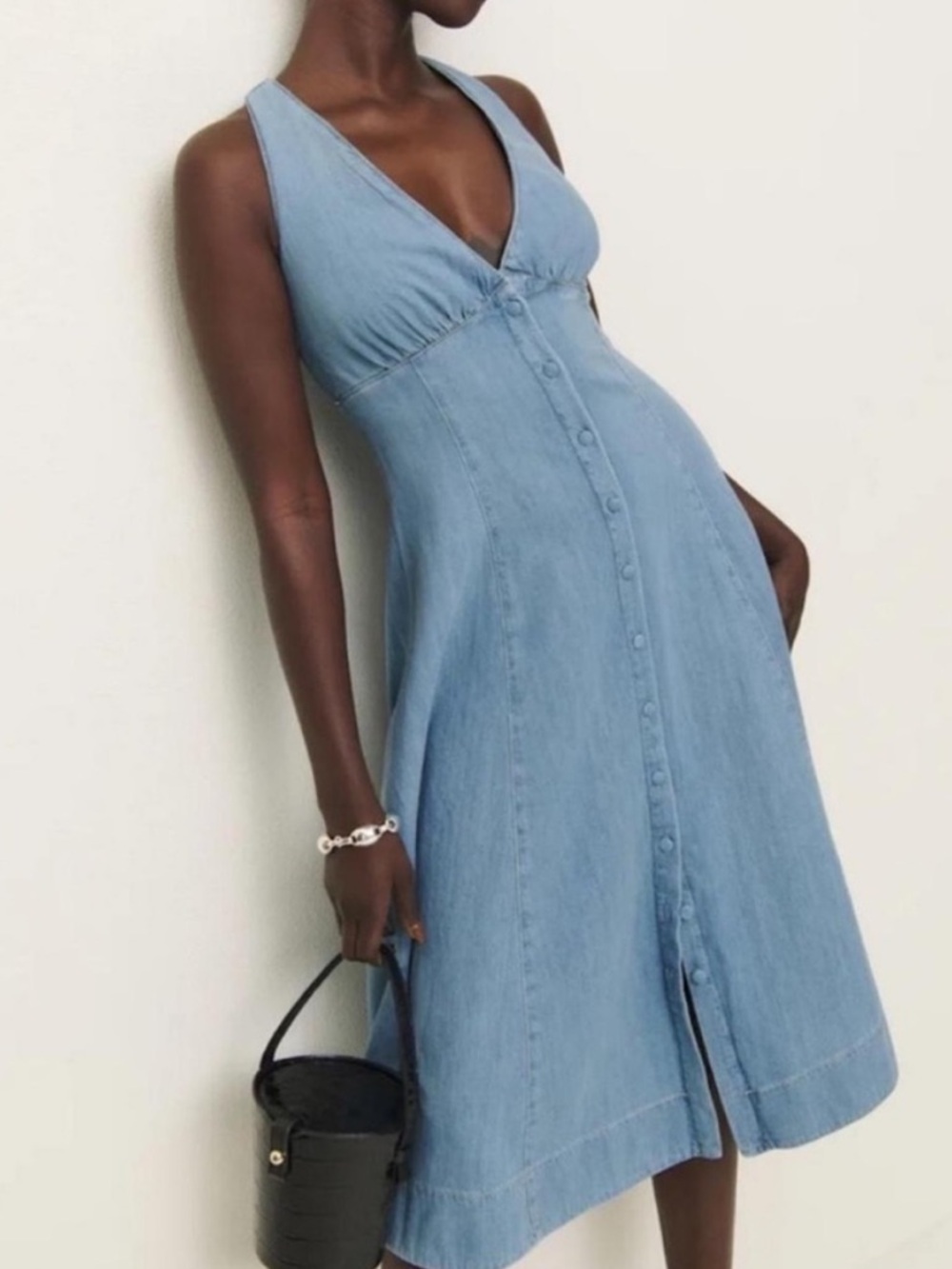 NWT • Reformation Sebastien Denim Midi Dress in Savannah - size 2